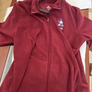 Disney Burgundy Fleece Jacket with Mickey Embroidery